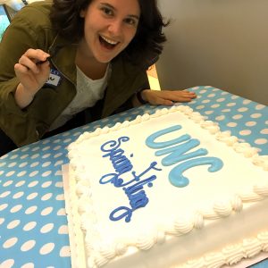 Meggie poised to dig into the SILS cake!